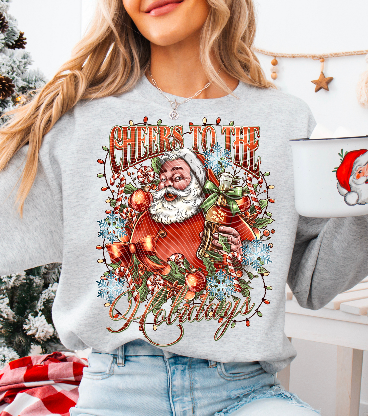 Cheers To The Holidays Vintage Womens Sweater