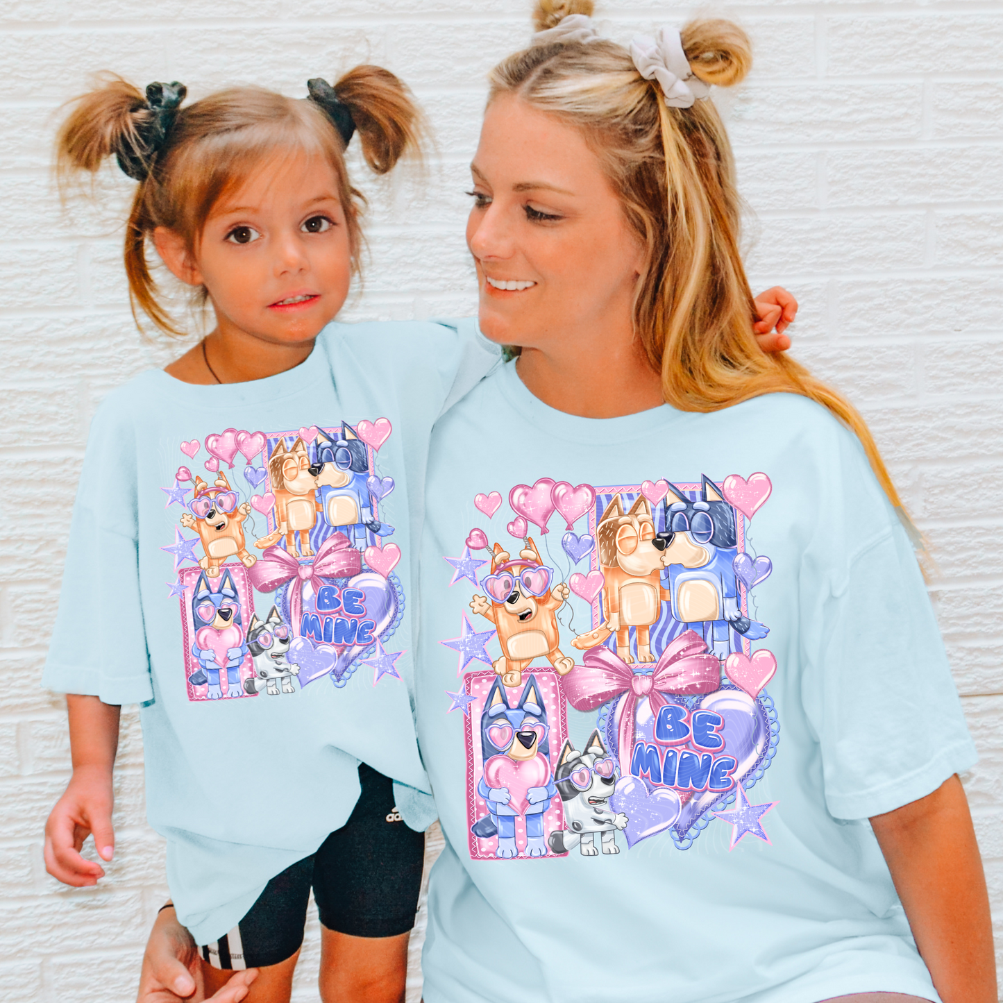 Blue Dog Valentine Mommy & Me Tee