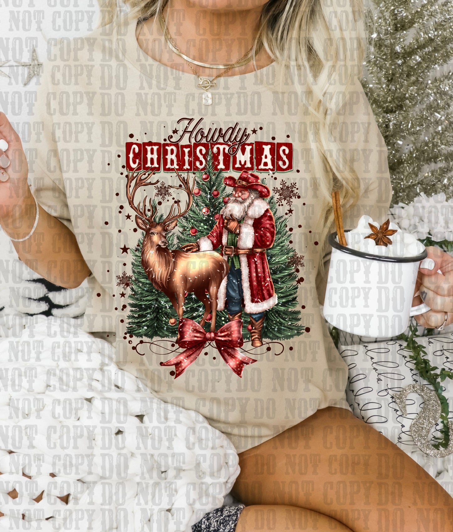 Country Howdy Christmas Womens Holiday Tee